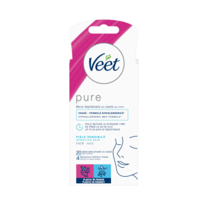 Benzi de ceară depilatoare Veet Pure pentru față, 20 benzi