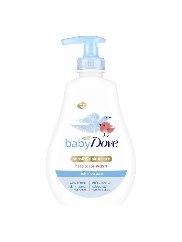 Loțiune de spalare Rich Moisture Baby Dove pentru păr și piele, 400 ml