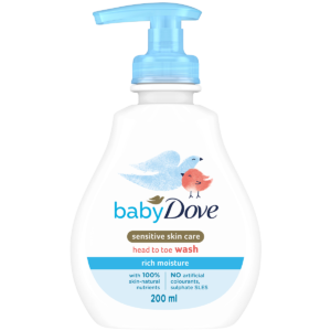 Loțiune spalare Rich Moisture Baby Dove pentru păr și piele, 200 ml