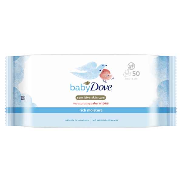 Șervețele umede hidratante Baby Dove, 50 bucăți