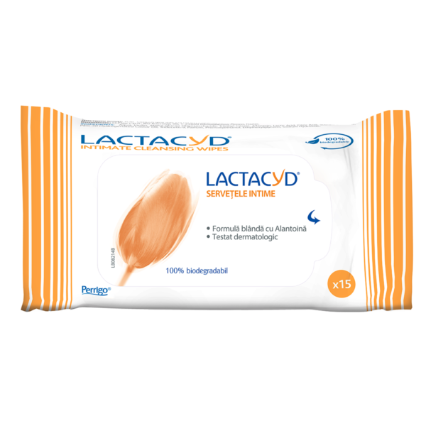 Șervețele umede intime hidratante Lactacyd, 15 bucăți